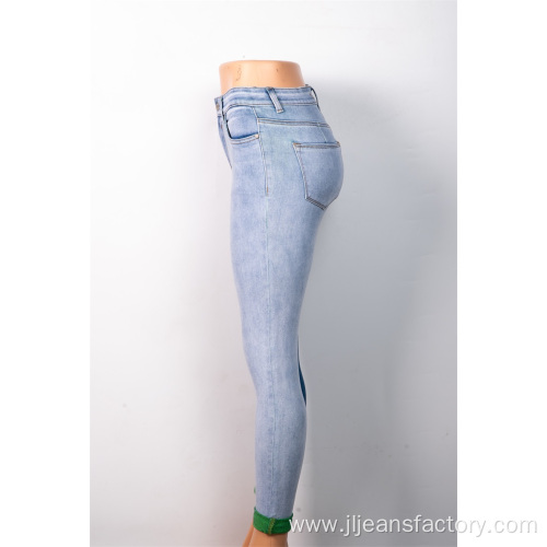 Custom Contrast Shades of Denim Pencil Pants